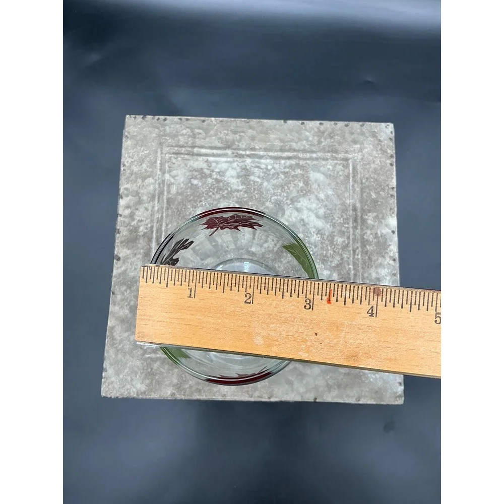 Vintage Fall Autumn Leaves Footed Iced Tea Glass Water Goblet Thanksgiving Decor